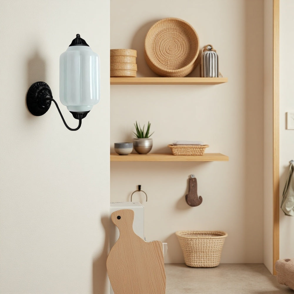 Aplique de pared clásico de latón con pantalla de cristal - Iluminación de pasillo