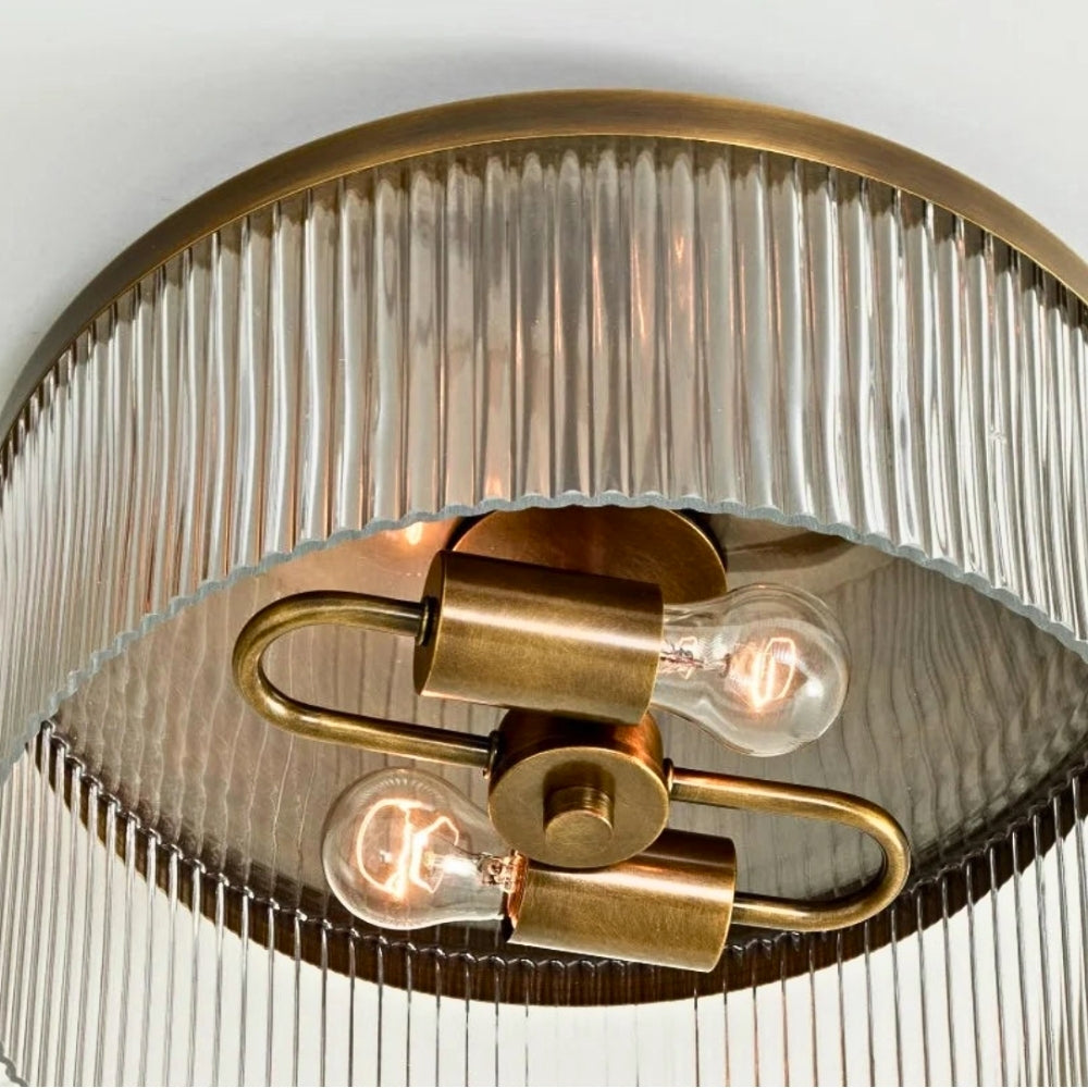 Elegante lámpara de techo de cristal acanalado