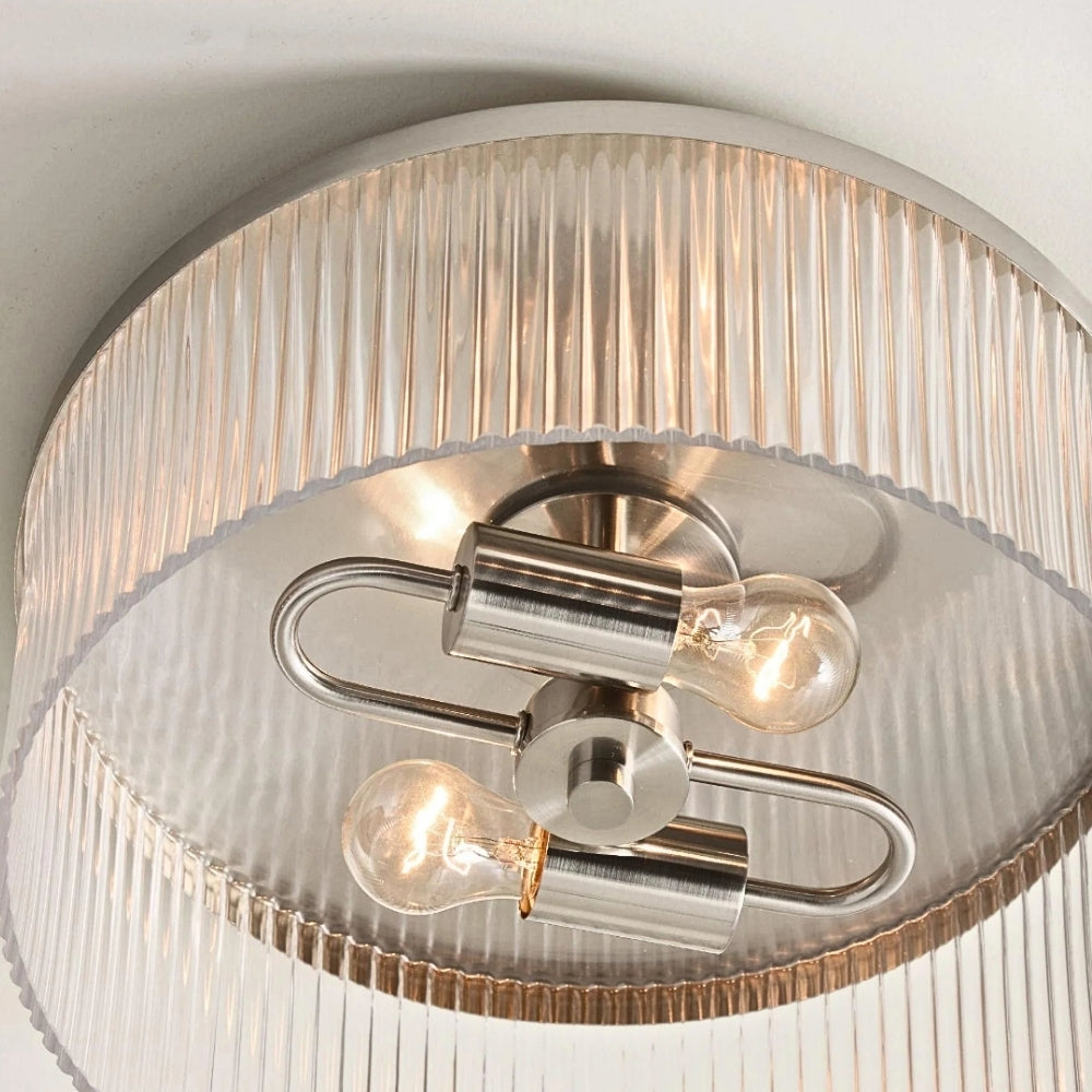 Elegante lámpara de techo de cristal acanalado