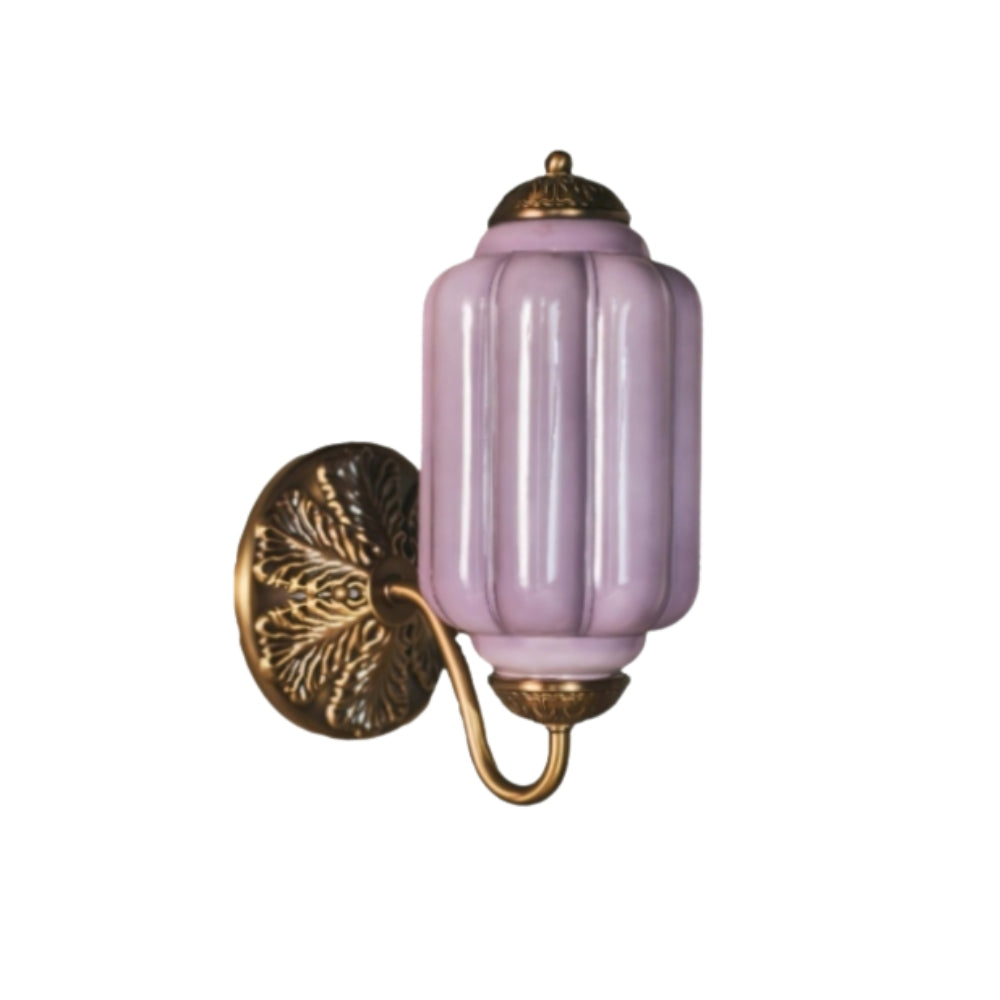 Aplique de pared clásico de latón con pantalla de cristal - Iluminación de pasillo