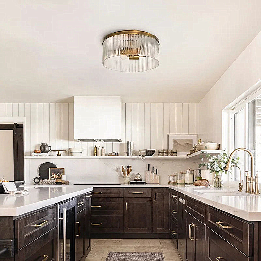 Elegante lámpara de techo de cristal acanalado